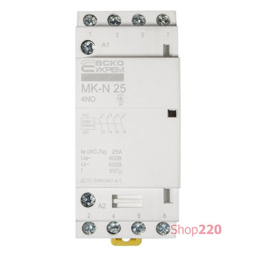 Модульный контактор 25A 4P 220V, 4NO, MK-N A0040030027