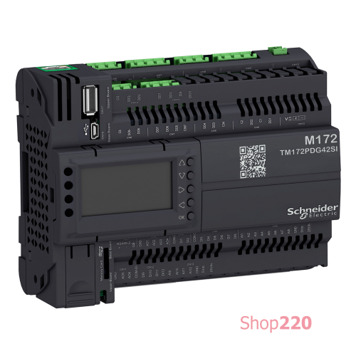 Контроллер M172 продуктивный с дисплеем, 42 входа/выхода, Ethernet, 2 RS485, 2 SSR с изоляцией TM172PDG42SI