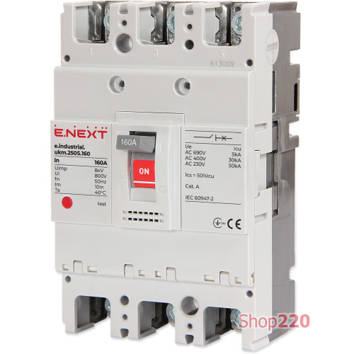 Силовой автомат 160 А, трехфазный, 35кА, e.industrial.ukm.250S.160 Enext i0010007