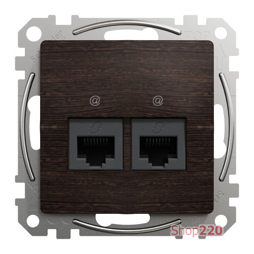 Компьютерная розетка 2 х RJ45 кат. 5е UTP, венге, Sedna Design SDD181452