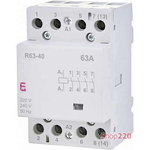Контактор модульный тихий, 63А, 4НО, R 63-40 230V ETI 2463450