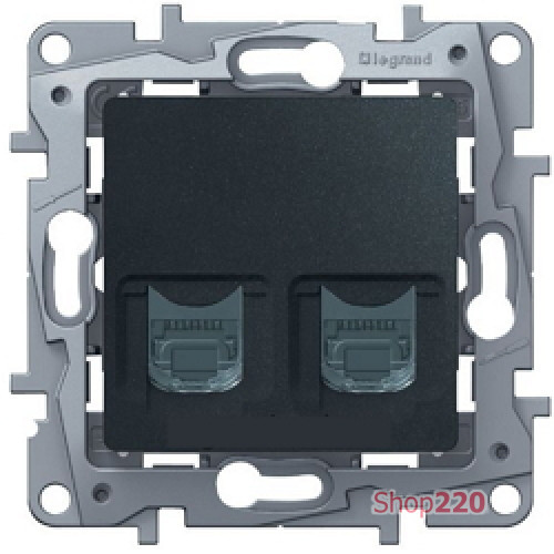 Розетка телефонная RJ-11 и компьютерная RJ-45, антрацит, 672652 Legrand Etika