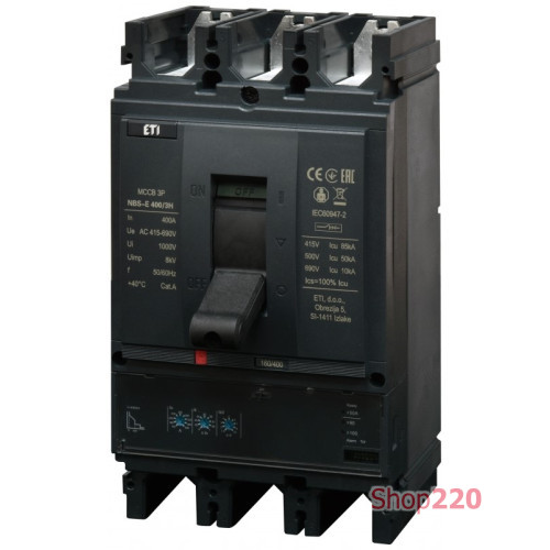 Автоматический выключатель 400A 3P, 85kA, (0.4-1)In/(1.5-10)Ir, NBS-E 400/3H ETI 4673113