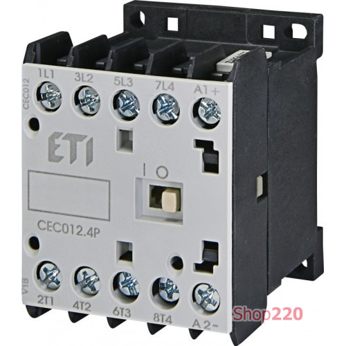 Контактор миниатюрный CEC 12.4P 230V АС (12A; 5,5kW; AC3) 4р (4 н.в.) ETI 4641202