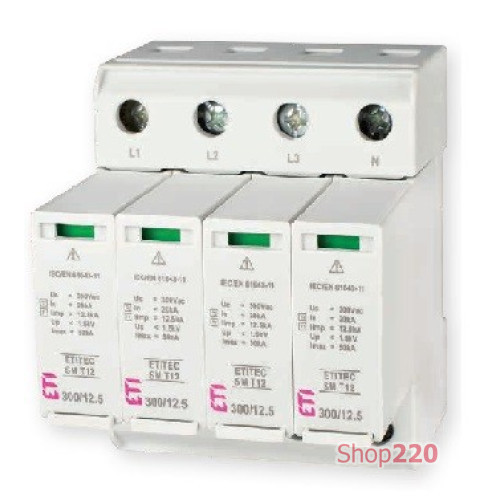 Ограничитель перенапряжения ETITEC SM T12 300/12,5 (3+1, 4p, TT) ETI 2440550
