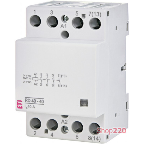 Контактор бесшумный 40А, 4НО, 24В AC/DC, RD 40-40 24V AC/DC ETI ETI 2464019