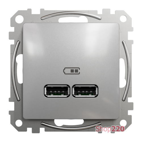 Розетка USB тип A+A, алюминий, Sedna Design SDD113401