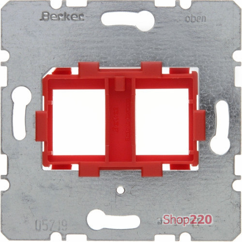 Опорная пластина для модулей Keystone с красной вставкой, двойная, Berker 454101