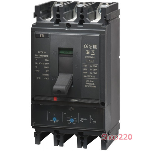 Автоматический выключатель 400A 3P, 50кА, (0.7-1)In/(5-10)In, NBS-TMD 400/3S ETI 4673106