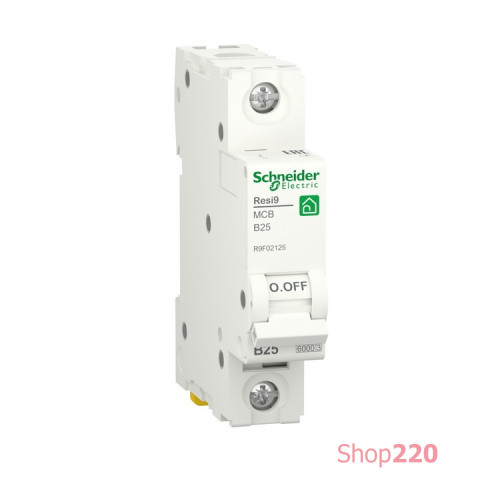 Автоматический выключатель 25А, 1 полюса, уставка В, Resi9 R9F02125 Schneider Electric