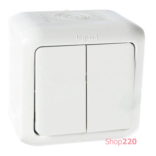Выключатель IP44 2-клавишный универсальный, белый, 782361 Legrand Forix