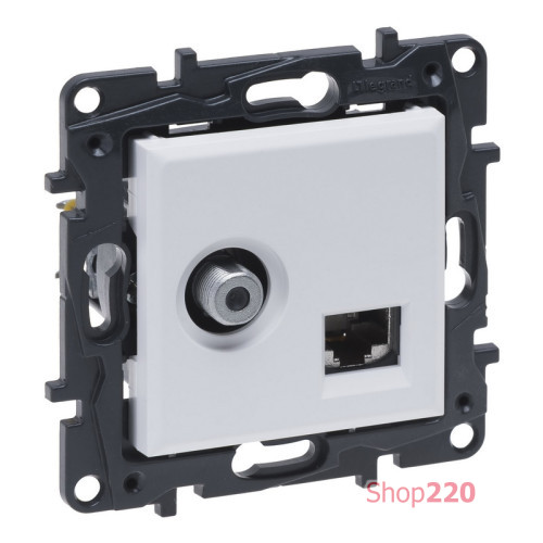 Розетка комбинированная TV тип F и RJ45 CAT6 UTP, белый, Niloe Step Legrand 863177B
