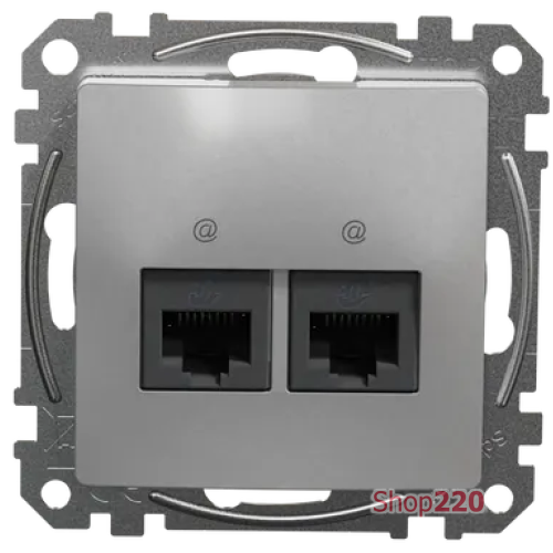 Компьютерная розетка 2 х RJ45 кат. 5е UTP, алюминий, Sedna Design SDD113452