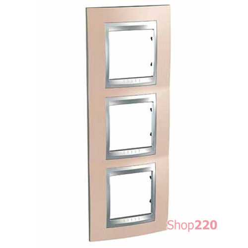 Рамка 3 поста, оникс медный, вертикальная Unica MGU66.006V.096 Schneider