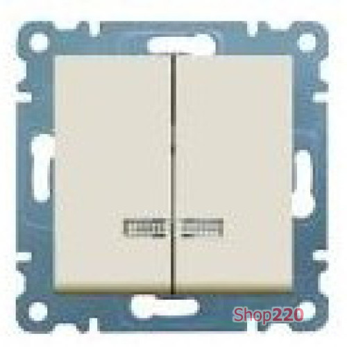 Выключатель двухклавишный с подсветкой, кремовый, Lumina-2 WL0241 Hager