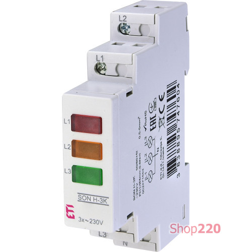 Трехфазный LED-индикатор наличия напряжения SON H-3K, ETI 2471553