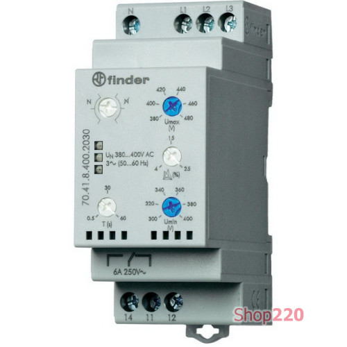 Реле контроля сети 3-х фазное, асимметрия фаз, 704184002030 Finder