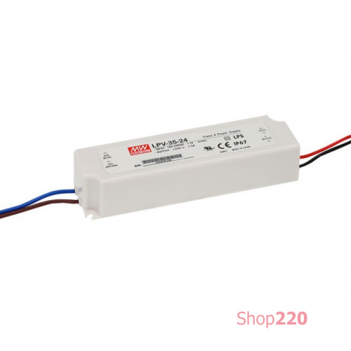 Блок питания 36 Вт, 24 В, 1.5 А Драйвер для светодиодов (LED), LPV-35-24 Mean Well LPV-35-24