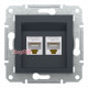 Розетка компьютерная RJ-45 двойная, антрацит, EPH4400171 Asfora Schneider