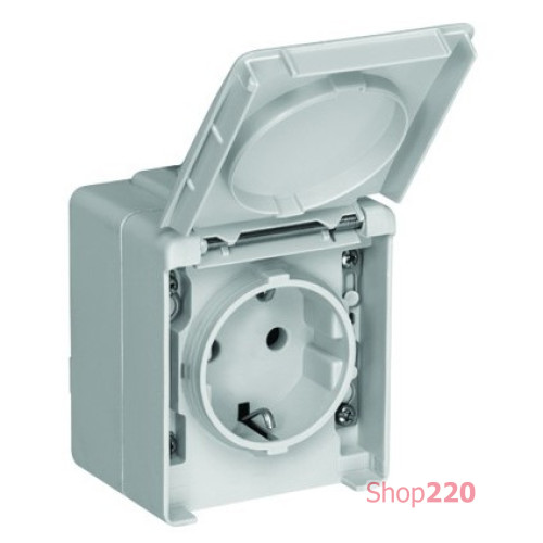 Розетка одинарная с крышкой наружная 2P+Z Schuko Efapel Waterproof 16А/250В, герметичная IP65, серый 48131 CCZ