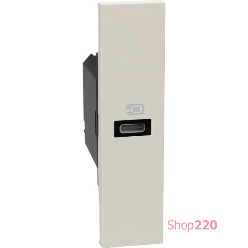 Розетка USB на тип - C 20 Вт/3000мА 1 модуль, песочный, Bticino Living Now