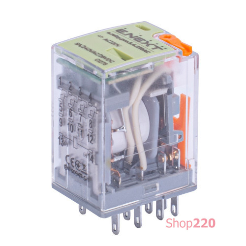 Реле промежуточное 5А, 4 группы контактов, катушка 230В АC, e.relay.pro.5.4.230AC ENEXT p091007