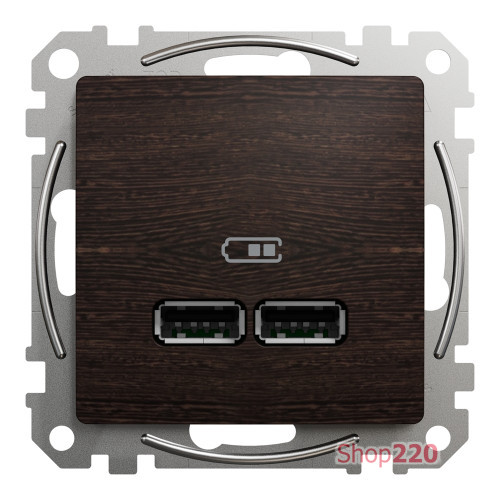 Розетка USB тип A+A, венге, Sedna Design SDD181401