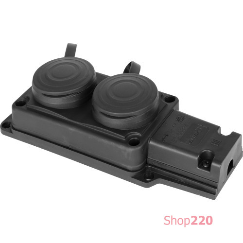 Розетка двойная с защитной крышкой каучуковая с заземлением, 16А, e.socket.rubber.029.2.16 Enext s9100026