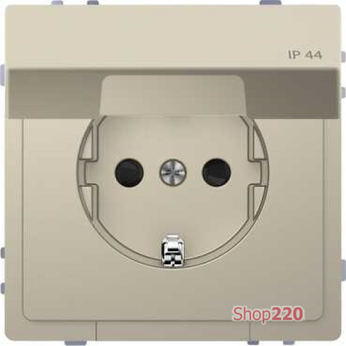 Розетка электрическая с крышкой, IP44, сахара, Merten MTN2314-6033