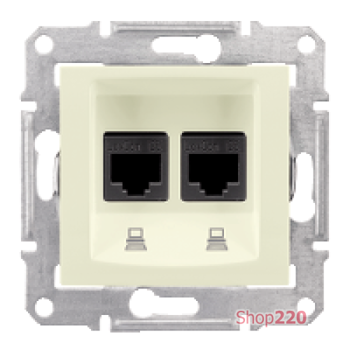 Розетка двойная RJ 45 кат 5е, экран, STP, кремовый, Sedna SDN4600123 Schneider