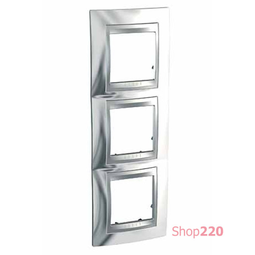 Рамка 3 поста, блестящий хром, вертикальная Unica MGU66.006V.010 Schneider