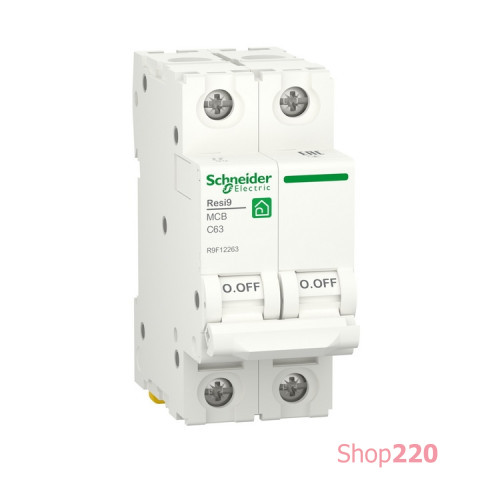 Автомат 63А, 2 полюса, уставка С, Resi9 R9F12263 Schneider Electric
