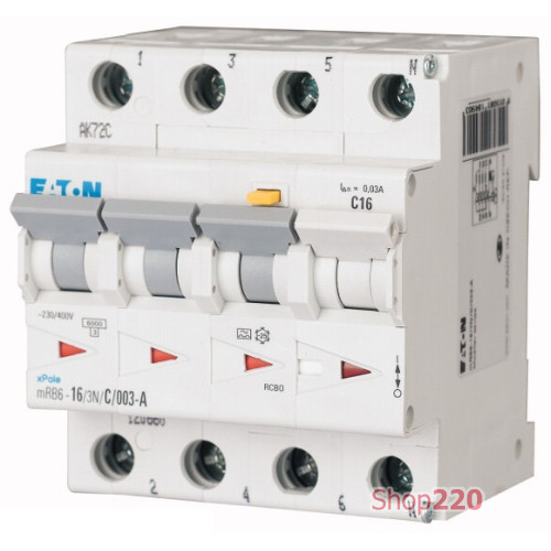 Диф. автомат трехфазный 25 А, 30мА, тип С, mRB4-25/3N/C/003-A Eaton