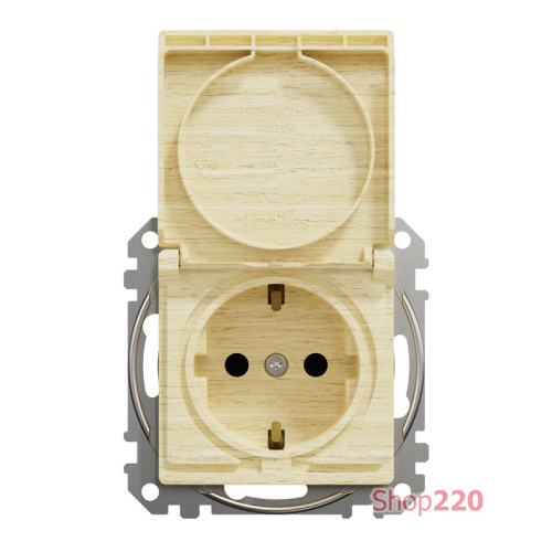 Розетка электрическая с крышкой, береза, Sedna Design SDD180024