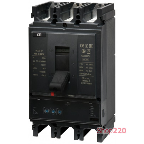 Автоматический выключатель 400A 3P, 36kA, (0.4-1)In/(1.5-10)Ir, NBS-E 400/3L ETI 4673109