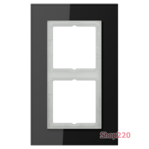 Рамка 2 поста, черное стекло, Jung LS Plus (стекло) LSP982GLSW