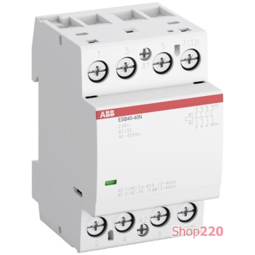Модульный контактор 40А, 230В AC/DC, 4но, ABB ESB40-40N-06
