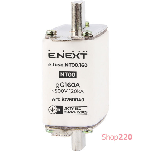 Предохранитель плавкий габарит 00, 160А, e.fuse.NT00.160 Enext i0760049