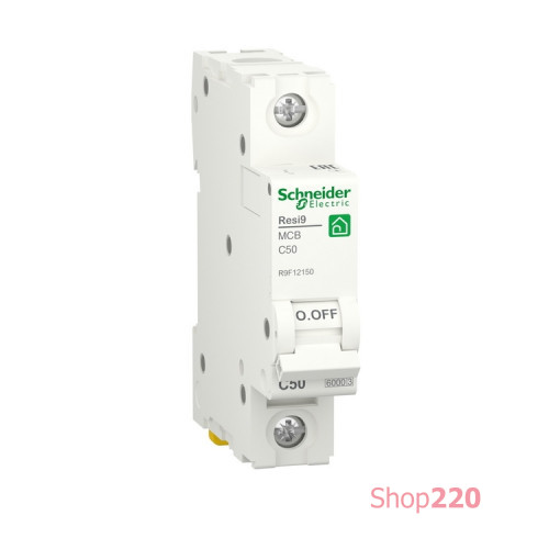 Автомат 50А, 1 полюса, уставка С, Resi9 R9F12150 Schneider Electric
