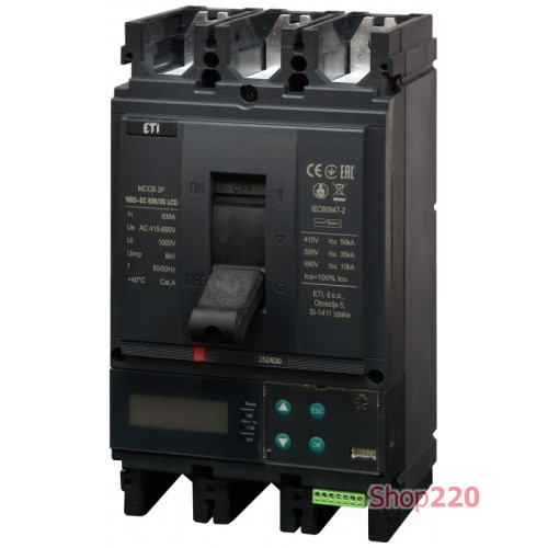 Автоматический выключатель 630A 3P, 50kA, (0.4-1)In/(1.5-12)In, NBS-EC 630/3S LCD ETI 4673151