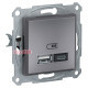 USB розетка тип А+С, сталь, EPH2700362 Schneider Electric Asfora