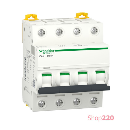Автоматический выключатель 50А, 4 полюса, кривая C, IC60H Acti9 Schneider Electric A9F89450