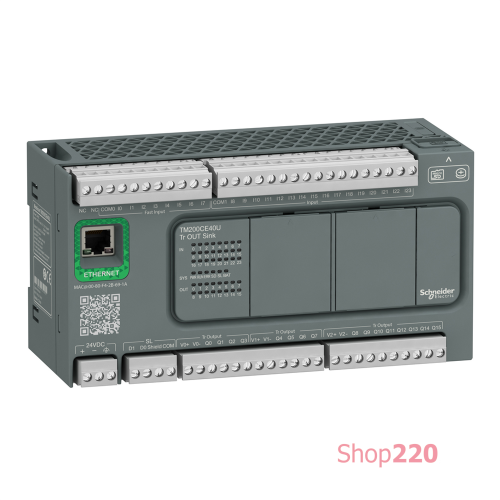 ПЛК M200 40 входов/выходов, =24В, 24/16 транз. NPN, Ethernet TM200CE40U