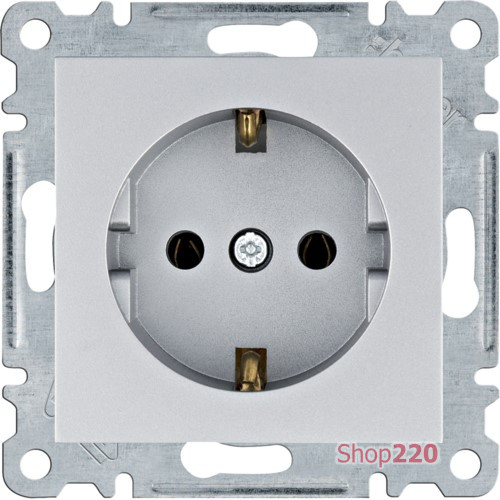 Розетка с заземлением, серебристый, Lumina WL1052 Hager