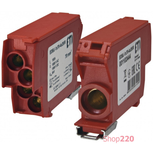 Распределительный блок 192A, IN: 1x70, OUT: 4x25, красный, EDBJ-1x70-4x25/R ETI 1102444