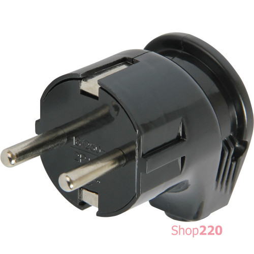 Вилка угловая c заземлением, 16А, черный, e.plug.angle.008.16 Enext