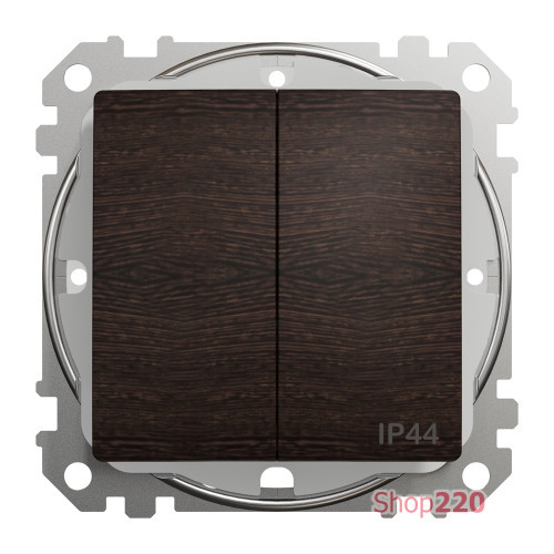Выключатель 2-клавишный влагозащищенный IP44, венге, Sedna Design SDD281105