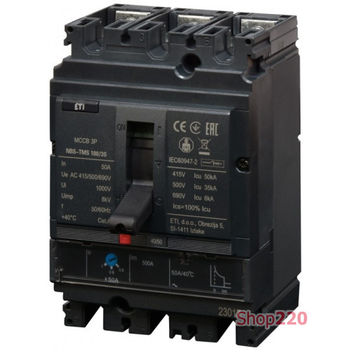 Автоматический выключатель 50A 3P, 50kA, (0.8-1)In/фикс., NBS-TMS 100/3S ETI 4673024