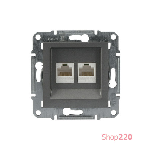 Розетка комп'ютерна RJ-45 подвійна, сталь, EPH4400162 Asfora Schneider