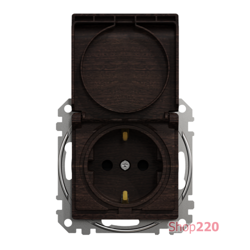 Розетка электрическая с крышкой, венге, Sedna Design SDD181024